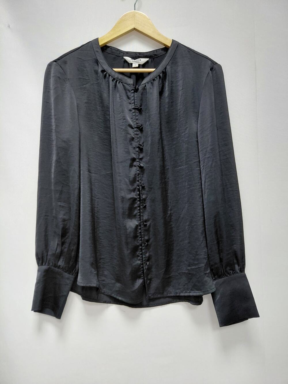 BB DAKOTA STEVE MADDEN Black Button-Up Blouse Long Sleeve Women Size L